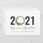 Moderne loof met 2020 bleef thuis feestdagenkaart (Voorkant)