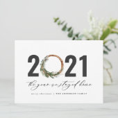 Moderne loof met 2020 bleef thuis feestdagenkaart (Staand voorkant)