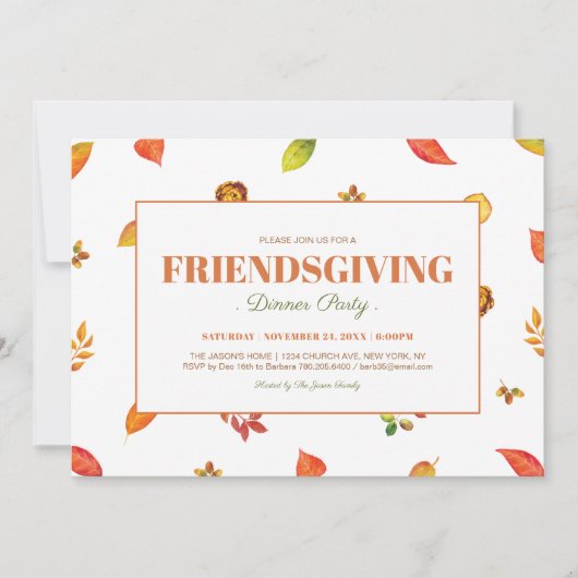 Moderne Loof Thanksgiving, Vriendendagfeest Kaart (Voorkant)