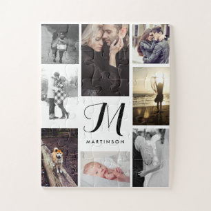 Moderne look Monogram en Foto's zwart en wit Legpuzzel