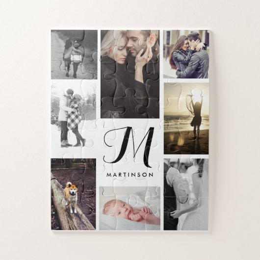 Moderne look Monogram en Foto's zwart en wit Legpuzzel (Verticaal)