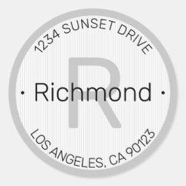 Moderne look | Wit Zwart & Grijs retouradres Ronde Sticker