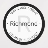 Moderne look | Zwart Grijs Adres Waterdicht Labels (Design 2)