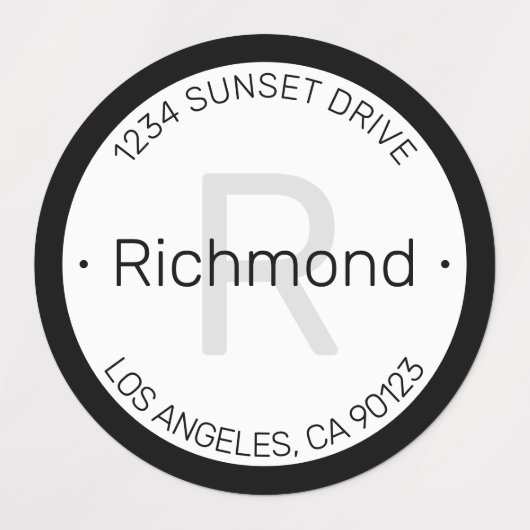 Moderne look | Zwart Grijs Adres Waterdicht Labels (Design 2)