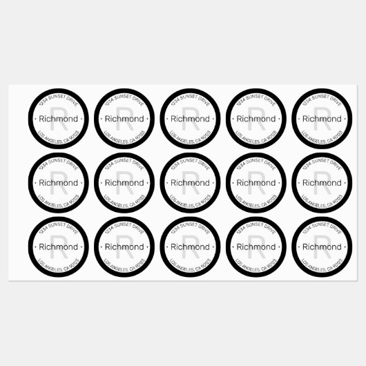 Moderne look | Zwart Grijs Adres Waterdicht Labels (Vel)