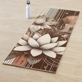 Moderne Lotus bloemen in Sepia Yogamat