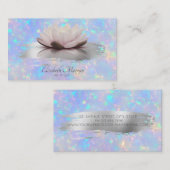 Moderne Lotus Brush Stroke Holografische Opal Visitekaartje (Voorkant / Achterkant)