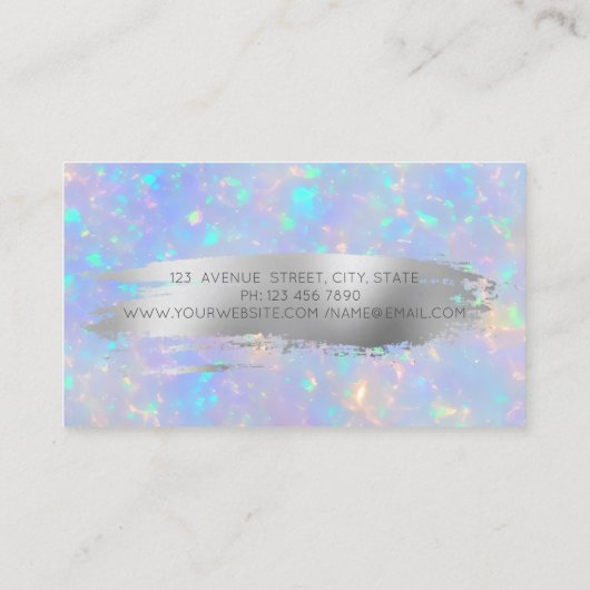 Moderne Lotus Brush Stroke Holografische Opal Visitekaartje (Achterkant)