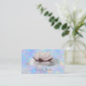 Moderne Lotus Brush Stroke Holografische Opal Visitekaartje (Staand voorkant)