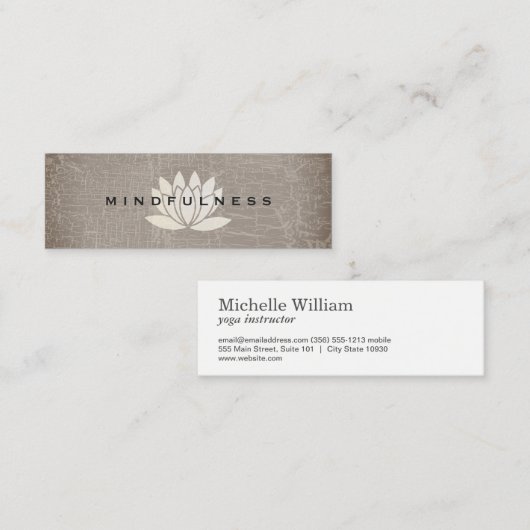 Moderne Lotus Flower Marbled Texture Mini Visitekaartje (Voorkant / Achterkant)