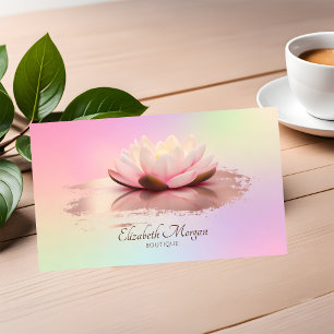 Moderne Lotus Roze Goud Kwast Streek Holografisch Visitekaartje