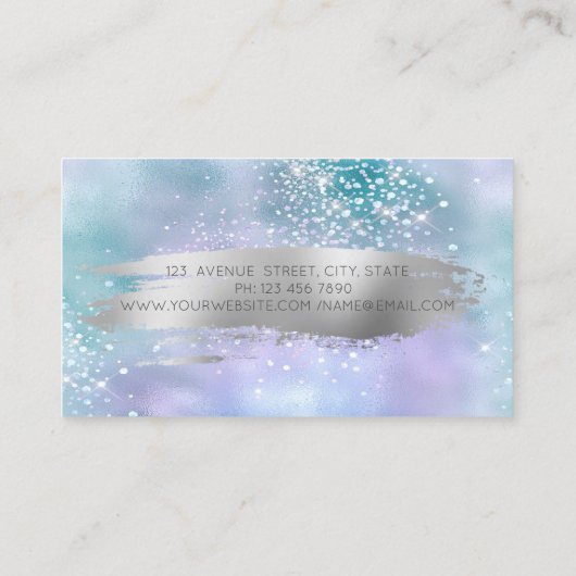 Moderne Lotus Vrouwen Brush Stroke Holografisch Visitekaartje (Achterkant)