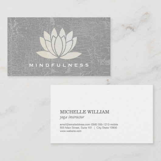 Moderne Lotusbloem Marmergrijs Visitekaartje (Voorkant / Achterkant)