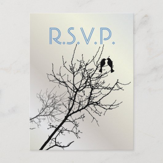 Moderne Love Birds Rustic Country Wedding RSVP Uitnodiging Briefkaart (Voorkant)