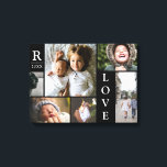 Moderne Love Black Color Block Family Foto Collage Canvas Afdruk<br><div class="desc">Modern Love Black Color Block Family Photo Collage Christmas & New Year Canvas Wall Art - met gepersonaliseerde Love Word, familienaam, jaar en initiaal letter, allemaal gerangschikt in een elegante rasterindeling. Dit moderne en strakke ontwerp toont 6 van uw eigen afbeeldingen prachtig. Verkrijgbaar in verschillende kleuren om elk kamerdecor aan...</div>