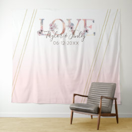 Moderne LOVE Blush Roze Selfie Achtergrond Trouw Wandkleed