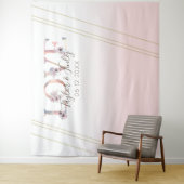 Moderne LOVE Blush Roze Selfie Achtergrond Trouwfe Wandkleed (In situ)