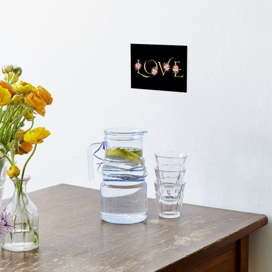 Moderne "Love" en roze roze roze roze roze bouquet Folie Afdrukken (Laag (Keuken))