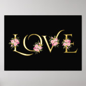 Moderne "Love" en roze roze roze roze roze bouquet Folie Afdrukken (Voorkant)