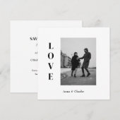 Moderne LOVE Foto Save the Date Kaart (Voorkant / Achterkant)