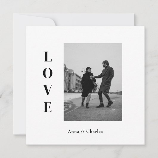 Moderne LOVE Foto Save the Date Kaart (Voorkant)