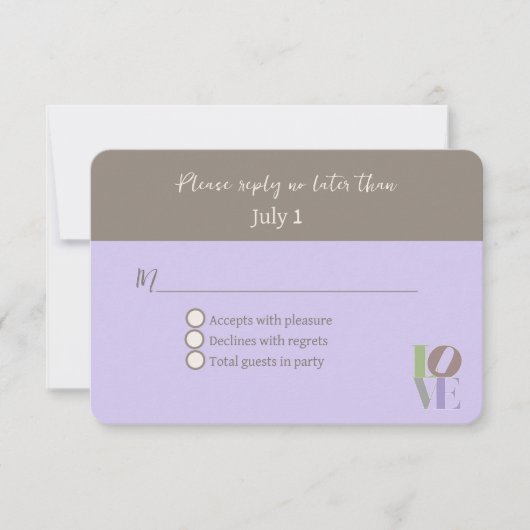 Moderne LOVE Huwelijks RSVP Kaart (Voorkant)