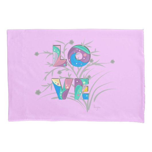 Moderne LOVE met Lila Cute Pillow-Hoesje Flowers Kussensloop (Voorkant)