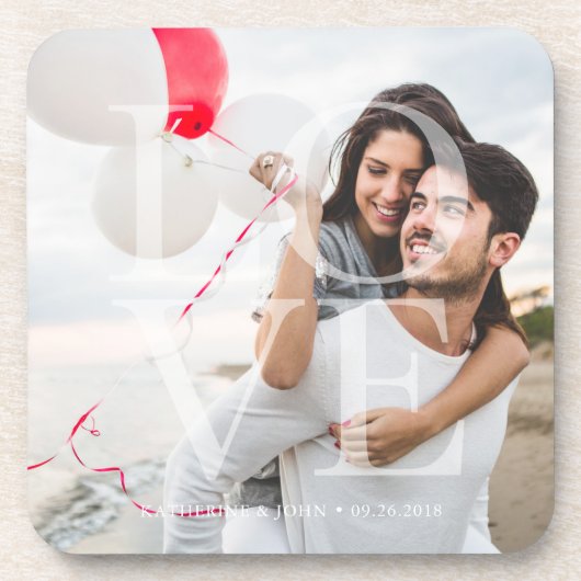 Moderne "LOVE" overlay-foto Bier Onderzetter (Voorkant)
