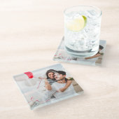 Moderne "LOVE" overlay-foto Glazen Onderzetter (Schuin)