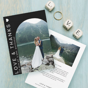 Moderne Love Photo Collage Black Bedankkaart