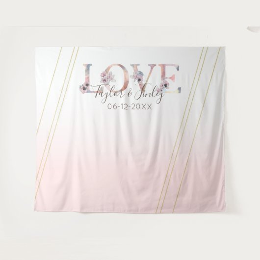 Moderne LOVE Roze Selfie Achtergrond Huwelijk Wandkleed (Voorkant (horizontaal))