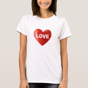 Moderne LOVE-tekst en -hart T-shirt
