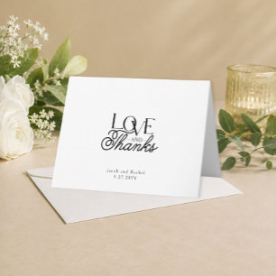 Moderne Love & Thanks Script Trouwfoto Bedankkaart