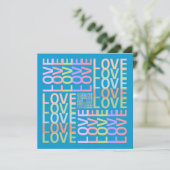 Moderne "LOVE" Typografie op Electric Blue Kaart (Staand voorkant)