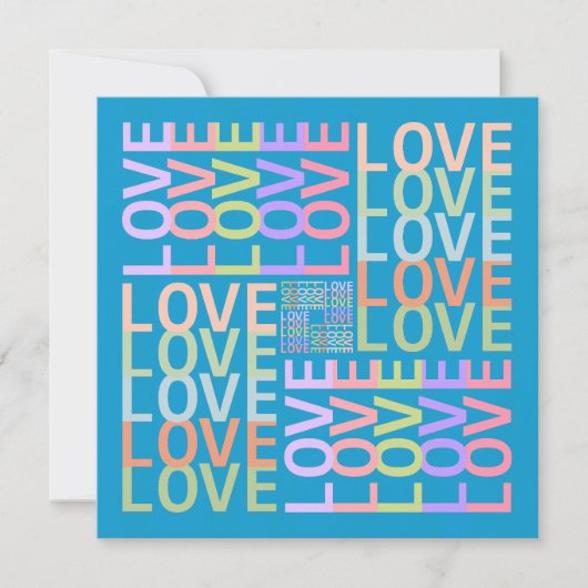 Moderne "LOVE" Typografie op Electric Blue Kaart (Voorkant)