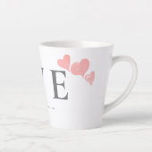 Moderne Love Waterverf Hearts Valentijnsdag Foto Latte Mok (Rechts)