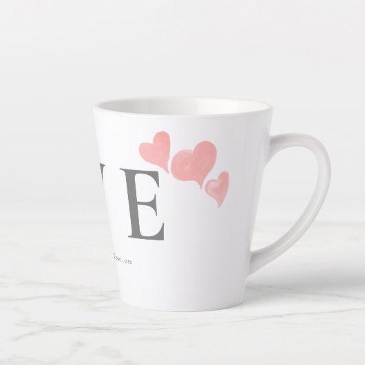 Moderne Love Waterverf Hearts Valentijnsdag Foto Latte Mok (Rechts)