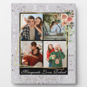 Moderne LOVE YOU 4 Foto Zilver Glitter Valentijn Fotoplaat (Voorkant)