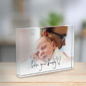 Moderne Love You Dad Script Heart Photo Overlay Fotoblokken
