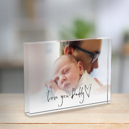 Moderne Love You Dad Script Heart Photo Overlay Fotoblokken