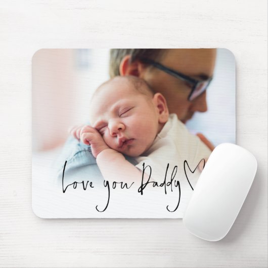 Moderne Love You Dad Script Name Photo Overlay Muismat (Met muis)