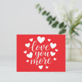 Moderne 'Love You More' citaat | Witte harten Briefkaart (Staand voorkant)
