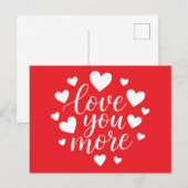 Moderne 'Love You More' citaat | Witte harten Briefkaart (Voorkant / Achterkant)