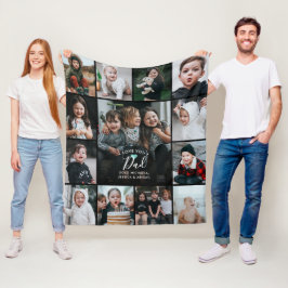 Moderne 'Love You Papa/Vader/Andere' Fotocollage Fleece Deken