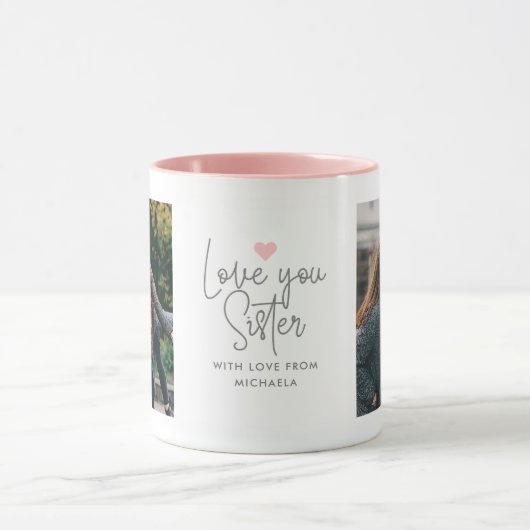 Moderne "Love You Sister" 2-foto Mok (Midden)
