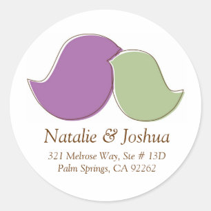 Moderne Lovebirds, Adresetiketten Ronde Sticker