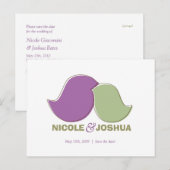 Moderne Lovebirds, Save the Date briefkaart (Voorkant / Achterkant)