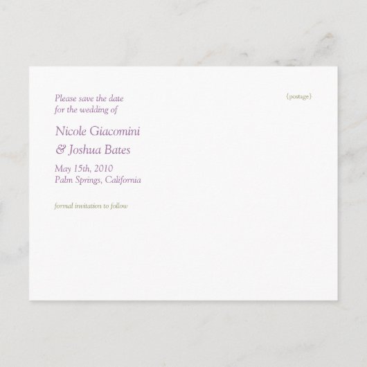 Moderne Lovebirds, Save the Date briefkaart (Achterkant)