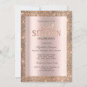 Moderne Lovertjes Frame Roze Goud Sweet 16 Kaart (Voorkant)