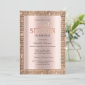 Moderne Lovertjes Frame Roze Goud Sweet 16 Kaart (Staand voorkant)